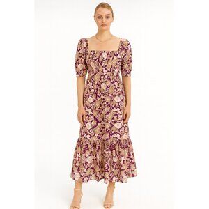 Anthropologie Favorite Daughter The Mirka Midi Dress 12 Red NWT